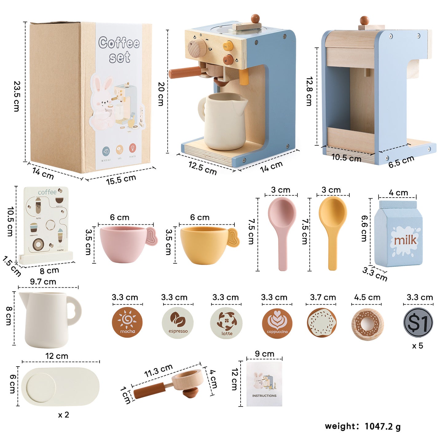 Minio Holz-Kaffeemaschine – Kreatives Rollenspiel Playbox