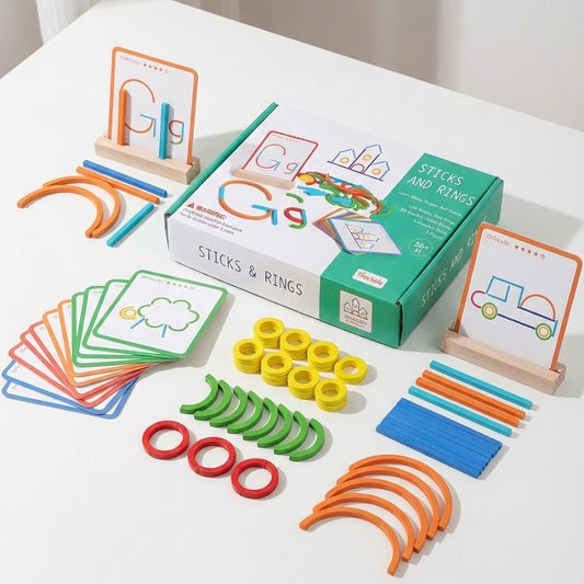 Minio ''Sticks & Rings'' – Kreatives Muster- & Formenspiel Playbox